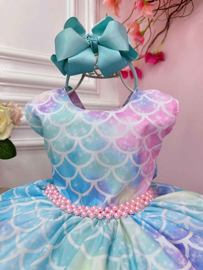 Vestido de fiesta infantil de lujo de sirena Ariel colorido