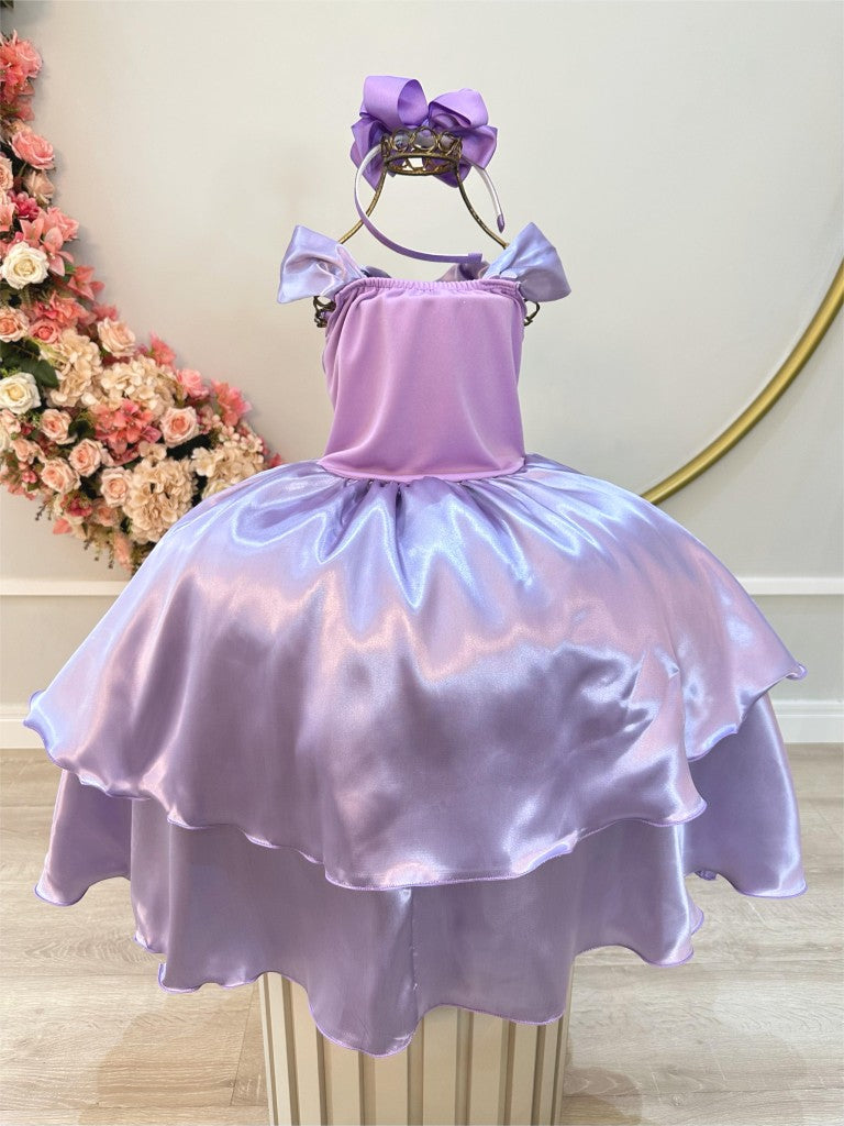 Disfraz infantil de princesa Sofía y Rapunzel color lila.