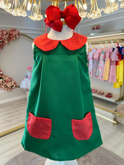 Disfraz infantil de fiesta con coleta verde y roja