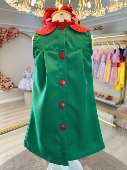 Disfraz infantil de fiesta con coleta verde y roja