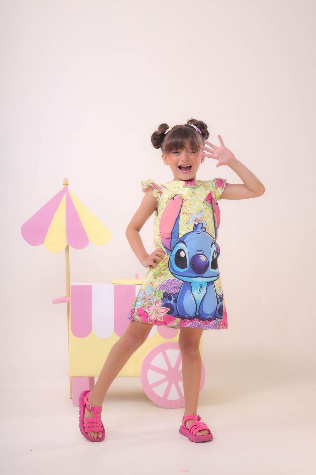 Vestido de fiesta de lujo amarillo de Lilo y Stitch para niños