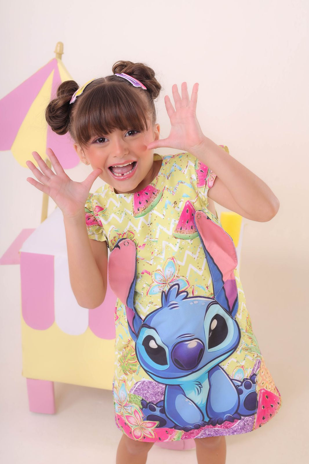Vestido de fiesta de lujo amarillo de Lilo y Stitch para niños
