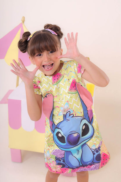 Vestido de fiesta de lujo amarillo de Lilo y Stitch para niños