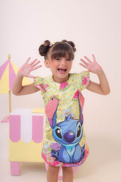 Vestido de fiesta de lujo amarillo de Lilo y Stitch para niños