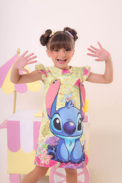 Vestido de fiesta de lujo amarillo de Lilo y Stitch para niños