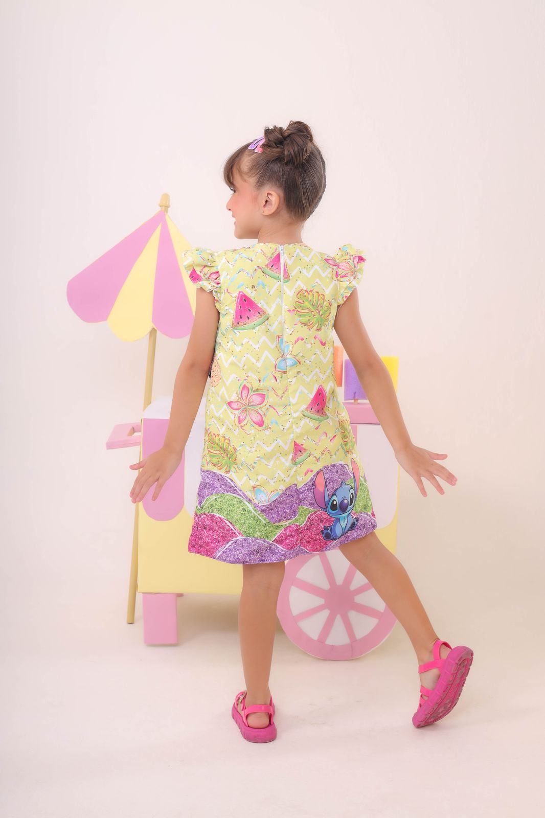 Vestido de fiesta de lujo amarillo de Lilo y Stitch para niños