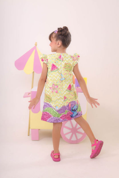 Vestido de fiesta de lujo amarillo de Lilo y Stitch para niños