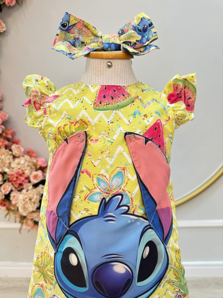 Vestido de fiesta de lujo amarillo de Lilo y Stitch para niños