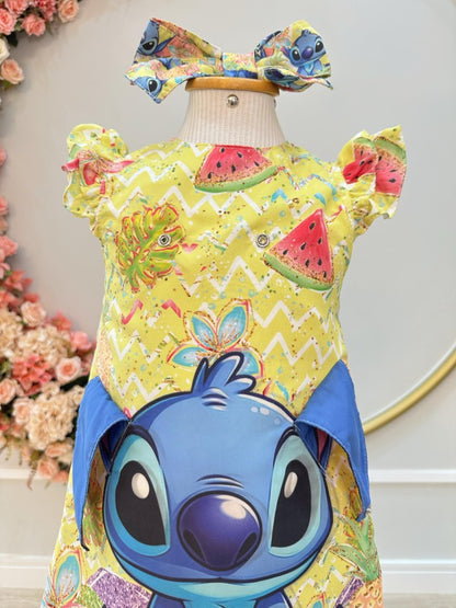 Vestido de fiesta de lujo amarillo de Lilo y Stitch para niños