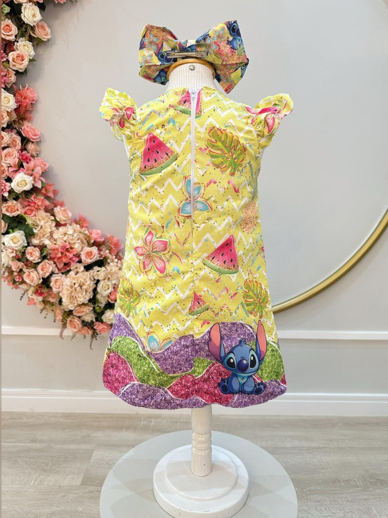 Vestido de fiesta de lujo amarillo de Lilo y Stitch para niños