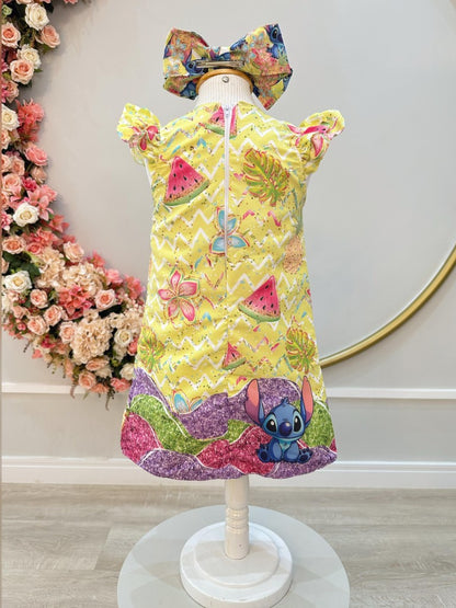 Vestido de fiesta de lujo amarillo de Lilo y Stitch para niños