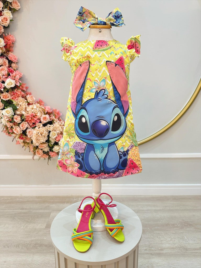 Vestido de fiesta de lujo amarillo de Lilo y Stitch para niños