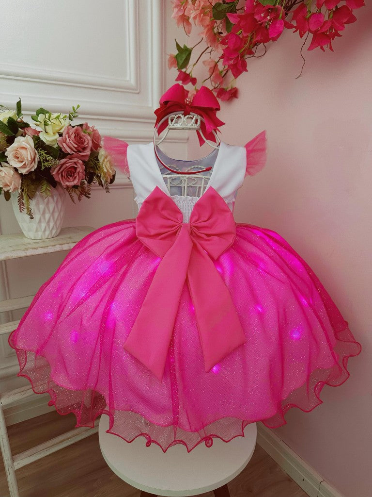 Vestido infantil de Lilo Stitch y Ángel con falda de fiesta LED