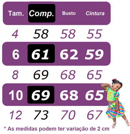 Disfraz infantil de junio rojo y azul con flores de colores 