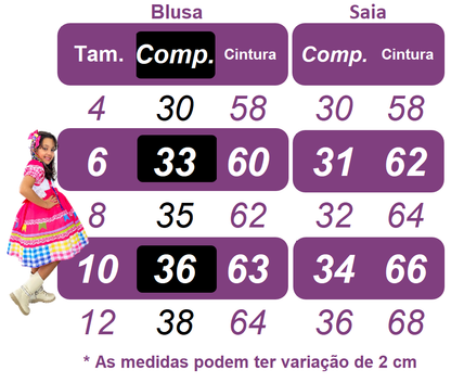 Conjunto infantil Junino Gypsy de cuadros coloridos en azul oscuro 