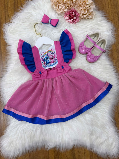 Mono de punto y falda de ángel con purpurina de lujo
