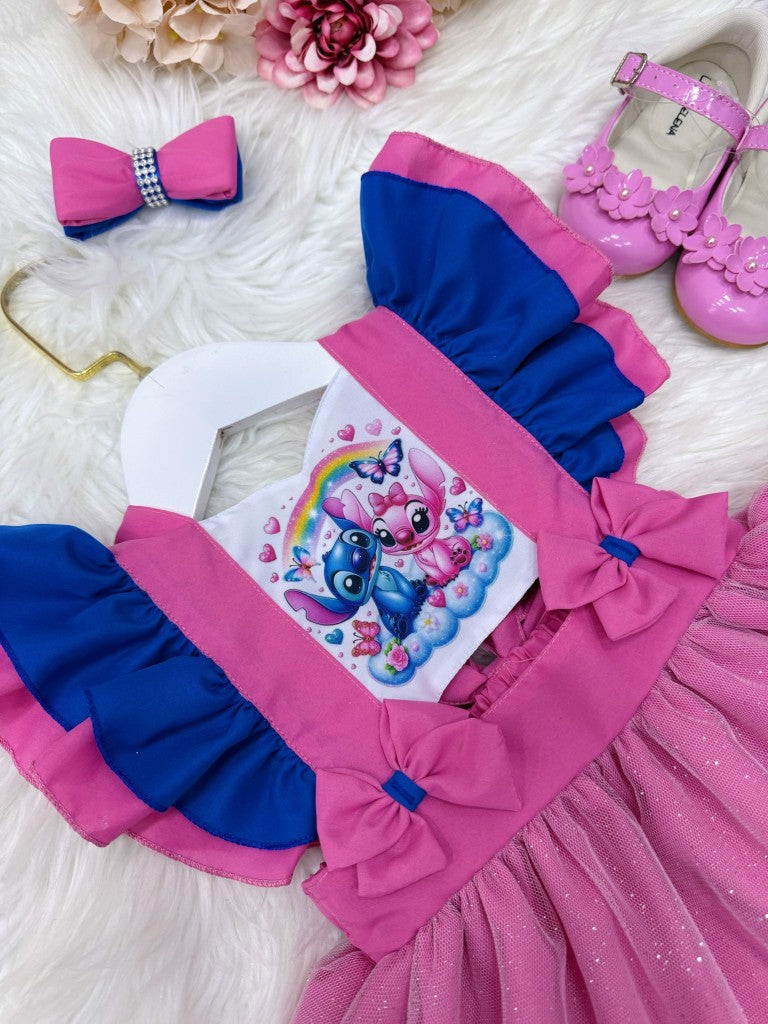 Mono de punto y falda de ángel con purpurina de lujo