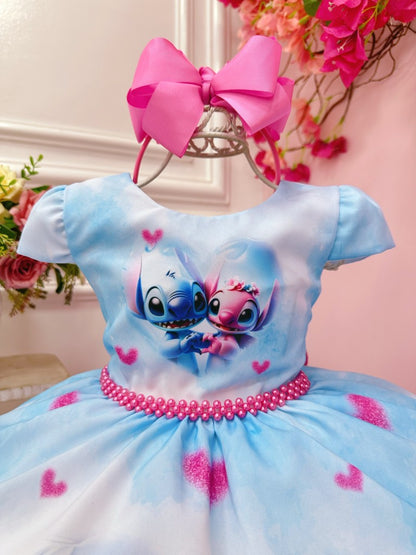 Vestido infantil azul de Lilo Stitch y Ángel en Fiestas del Amor