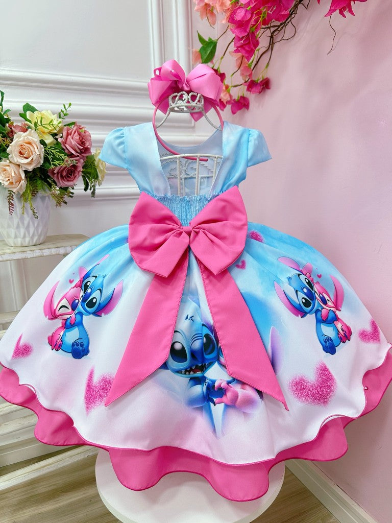 Vestido infantil azul de Lilo Stitch y Ángel en Fiestas del Amor