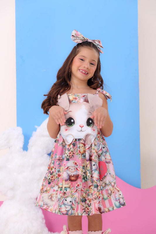 Vestido Infantil Coelhinho da Páscoa Luxo Festas