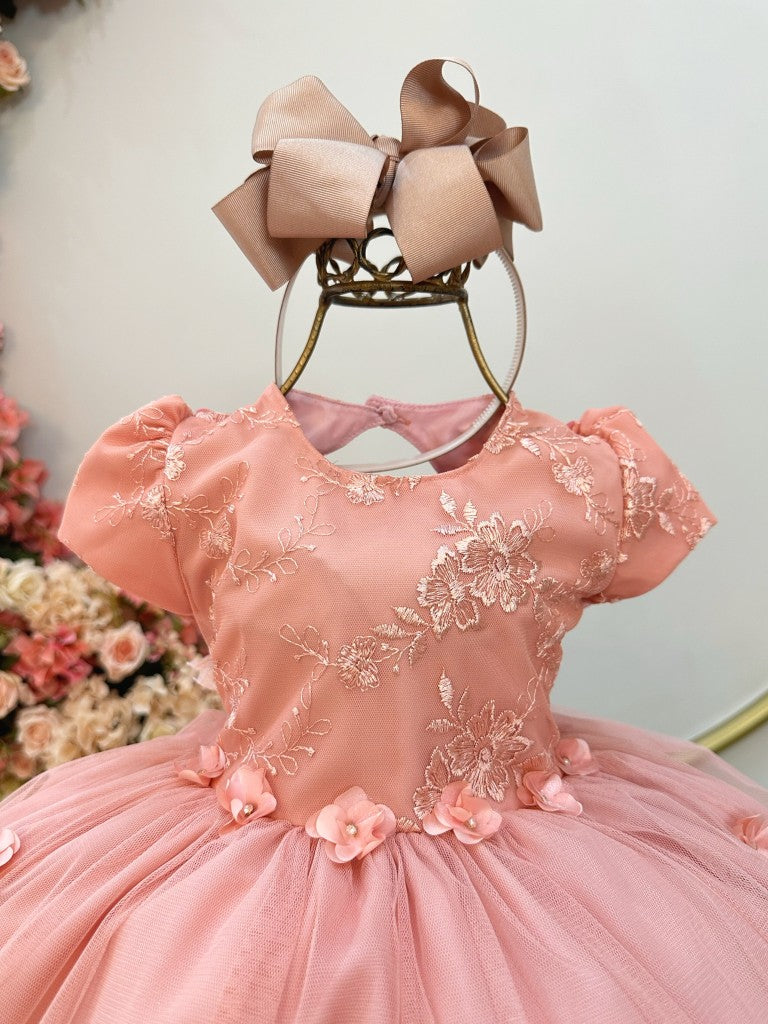 Vestido infantil de rosas de jardín encantado con encaje para fiestas