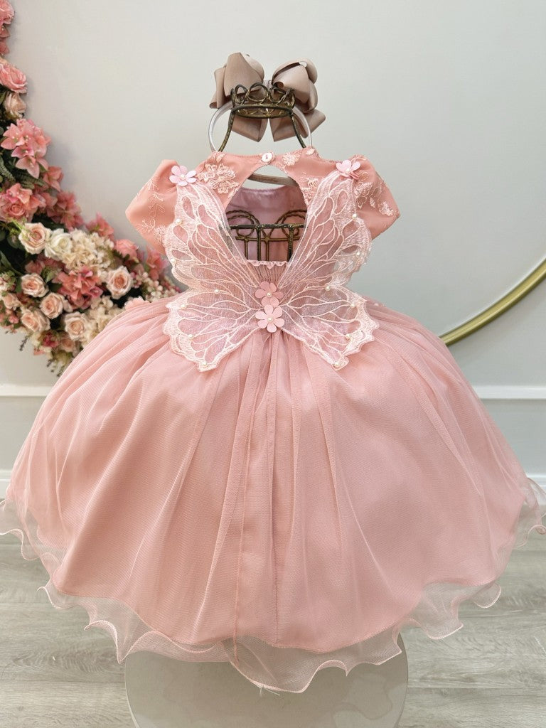 Vestido infantil de rosas de jardín encantado con encaje para fiestas