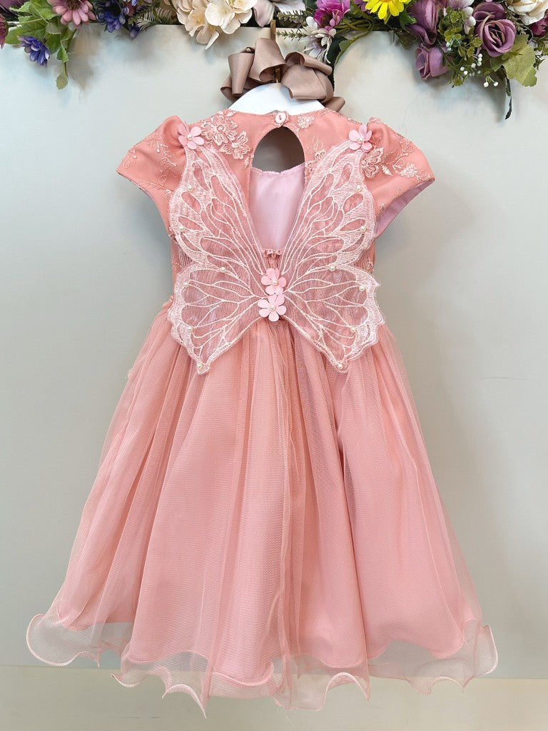 Vestido infantil de rosas de jardín encantado con encaje para fiestas