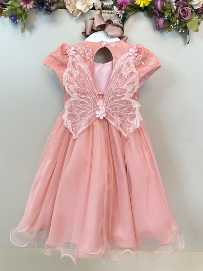 Vestido infantil de rosas de jardín encantado con encaje para fiestas