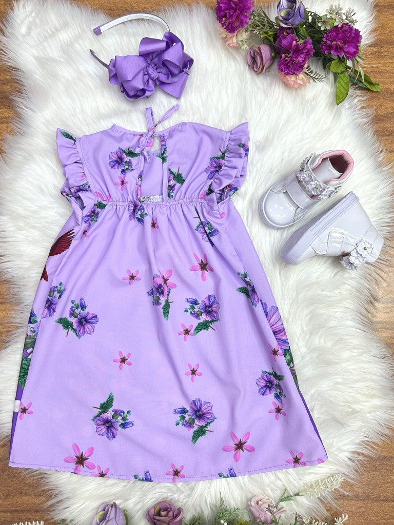 Vestido trapecio infantil de la Princesa Sofía con mangas esponjosas en azul