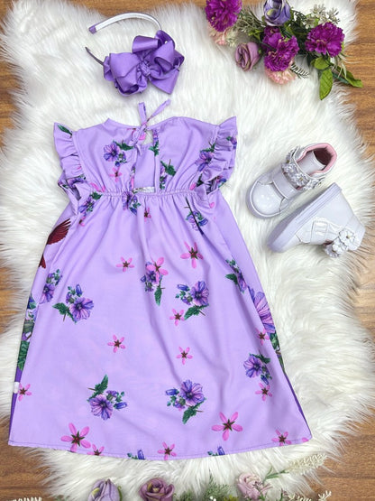 Vestido trapecio infantil de la Princesa Sofía con mangas esponjosas en azul
