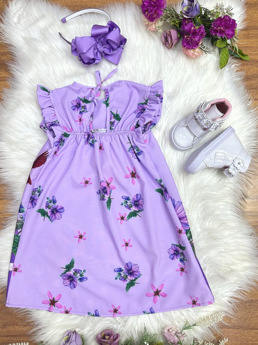 Vestido trapecio infantil de la Princesa Sofía con mangas esponjosas en azul