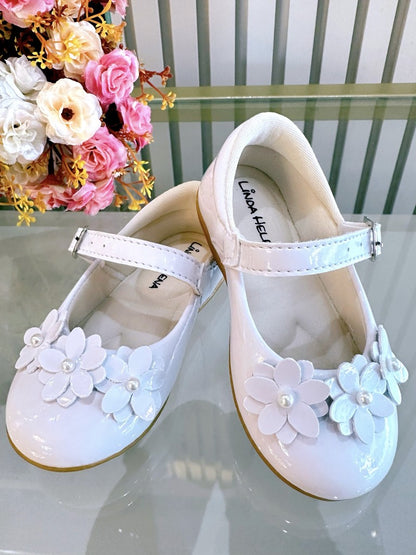 Botines Vermiz Blancos con Apliques de Flores para Bautismo