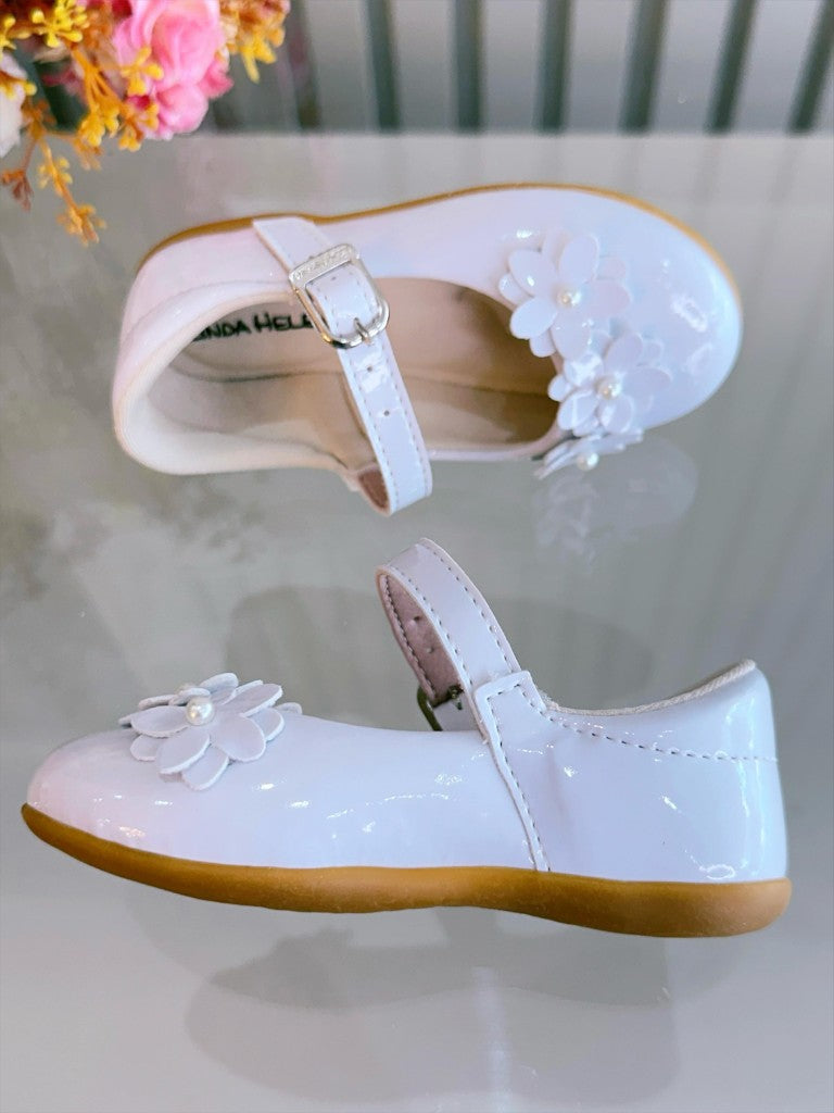 Botines Vermiz Blancos con Apliques de Flores para Bautismo
