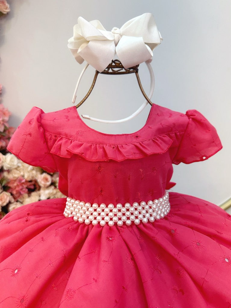 Vestido infantil Goiaba Laise con volantes para fiestas de niñas de flores de lujo