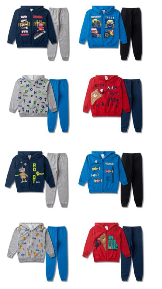 Kit Analê Conjunto Moletom Meninos Com Estampas do 1 ao 8