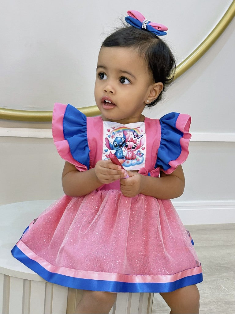 Mono de punto y falda de ángel con purpurina de lujo