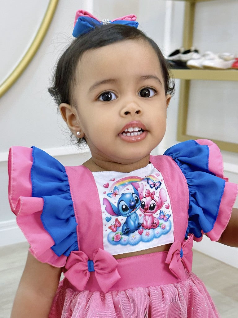 Mono de punto y falda de ángel con purpurina de lujo