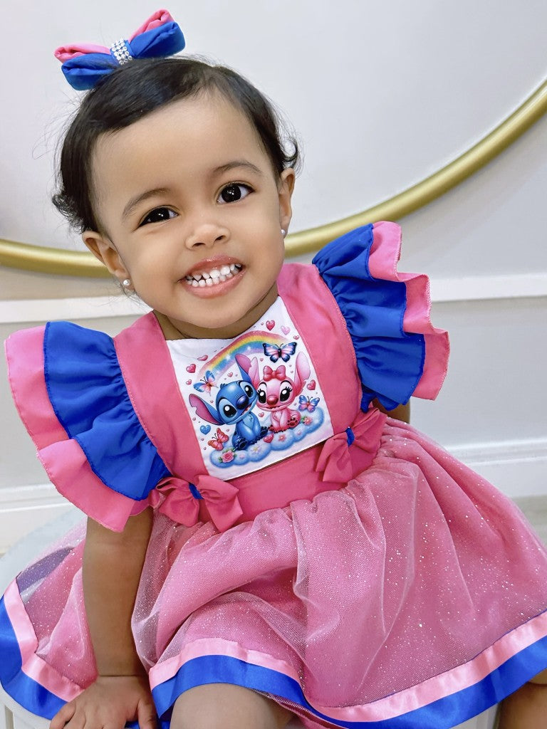 Mono de punto y falda de ángel con purpurina de lujo