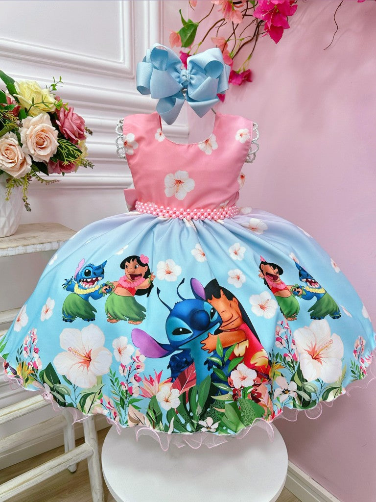 Vestido de fiesta floral rosa bebé de Lilo y Stitch de lujo
