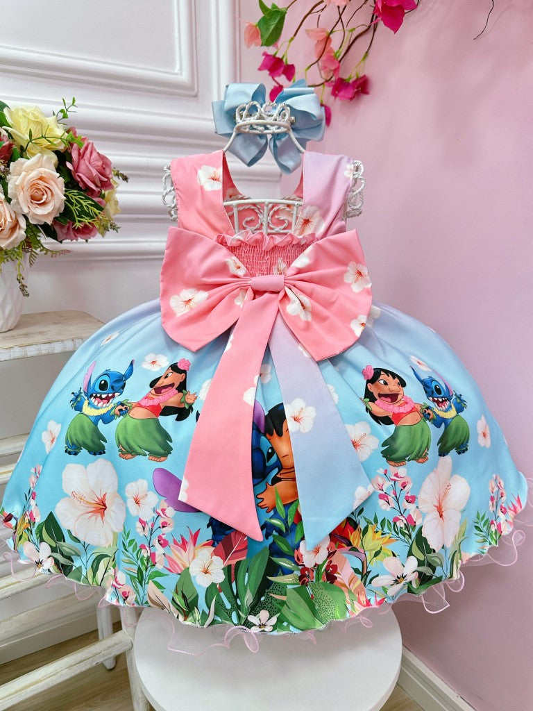 Vestido de fiesta floral rosa bebé de Lilo y Stitch de lujo