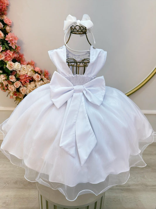 Vestido Infantil Branco C/ Babados e Renda  Daminhas Festas