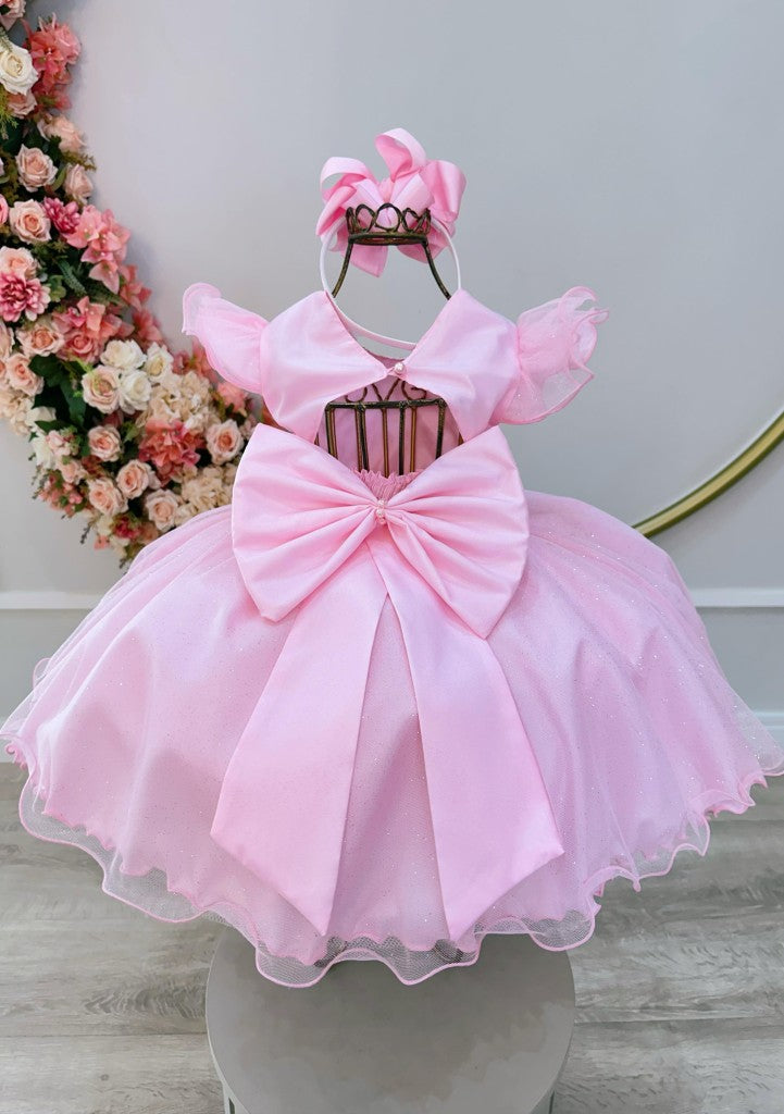 Vestido infantil de princesa de jardín encantado rosa de súper lujo