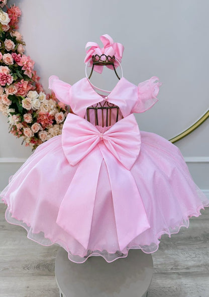 Vestido infantil de princesa de jardín encantado rosa de súper lujo