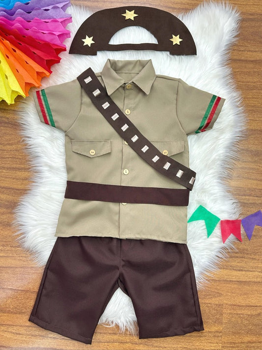 Conjunto Disfraz Infantil Junino Cangaceiro Lampion Marrón 