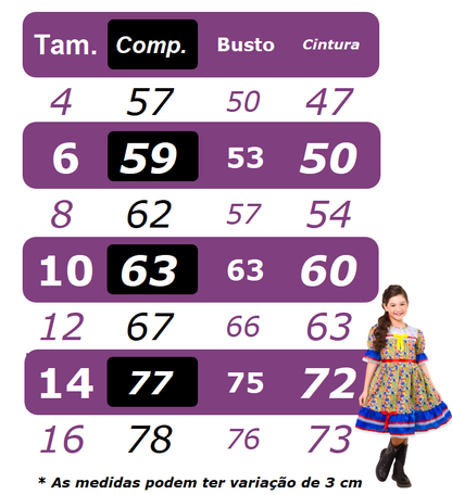 Vestido Junino Arraiá Infantil Rojo con Diseño de Corazones