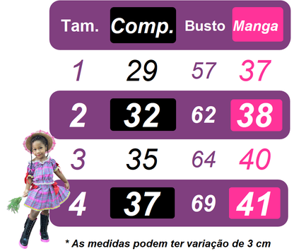 Camisa blanca Junino Caipira para niña con cuadros azules