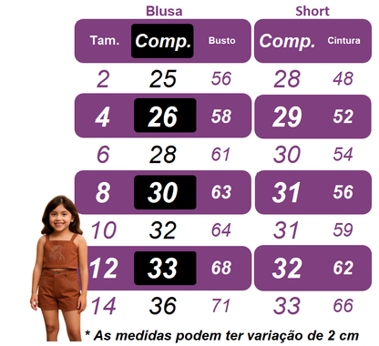 Conjunto infantil de blusa boiadeira informal y pantalones vaqueros cortos