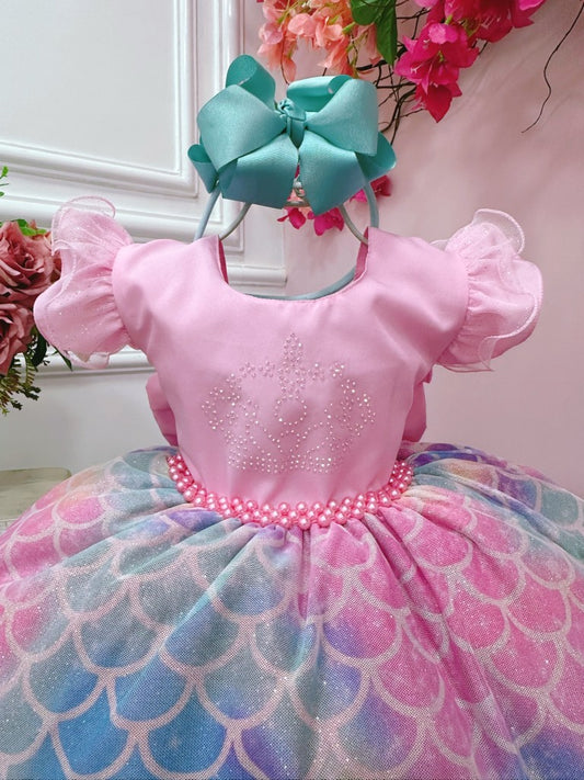Vestido de sirena rosa de Ariel con falda de escamas de colores