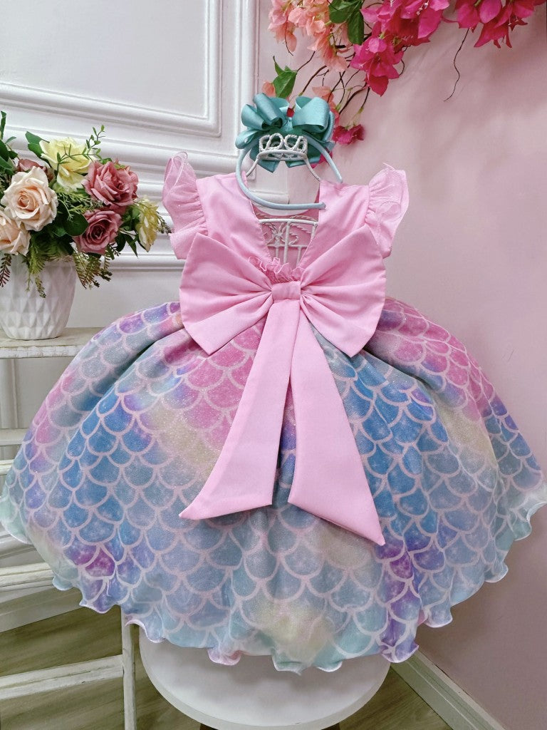 Vestido de sirena rosa de Ariel con falda de escamas de colores