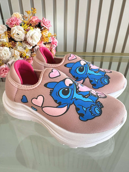 Tênis Calce Fácil Meninas Temático Lilo Stitch e Angel Nude